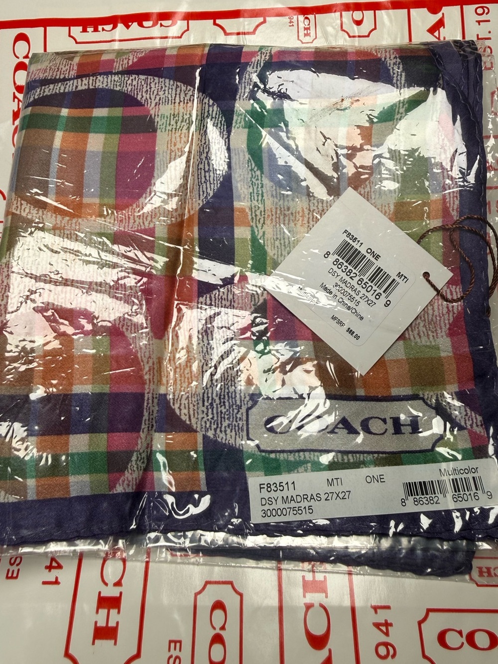 Coach Women's Daisy Madras Silk Square Scarf (F83511)